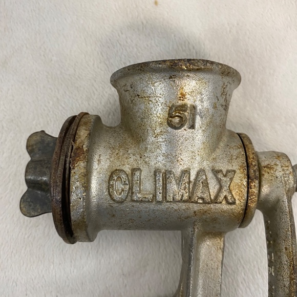 Vintage Climax #51 Food Meat Chopper Grinder Table Clamp W 3 Blades Made In USA - Picture 3 of 9